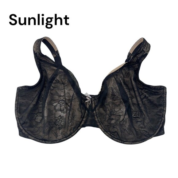 Cacique Women Black Lace Full Coverage Underwire Minimizer Bra 40I Comfy Straps - Picture 1 of 12